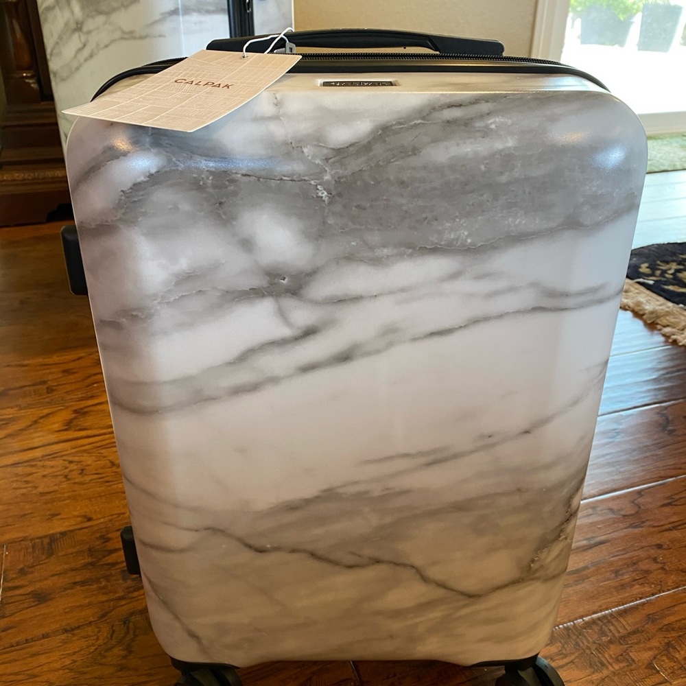 CALPAK Milk Marble Carryon NWT